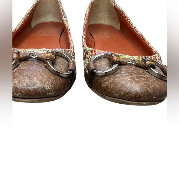 GUCCI Multi Tweed Raffia Tan Leather Horsebit Ballet Flats 37 or 7 in women - Picture 11 of 14